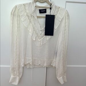 The Kooples Ivory Ruffle Blouse